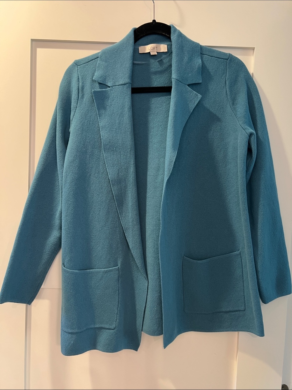 LOFT Teal Open-Front Knit Blazer Cardigan